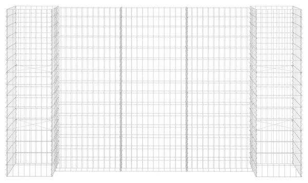 H alakú acéldrót virágtartó gabion 260 x 40 x 150 cm