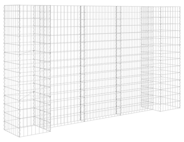 H alakú acéldrót virágtartó gabion 260 x 40 x 150 cm