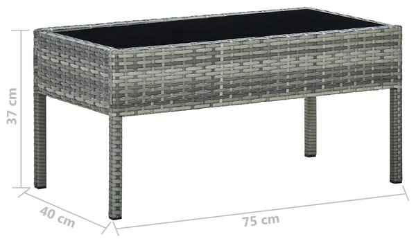 Szürke polyrattan kerti asztal 75 x 40 x 37 cm