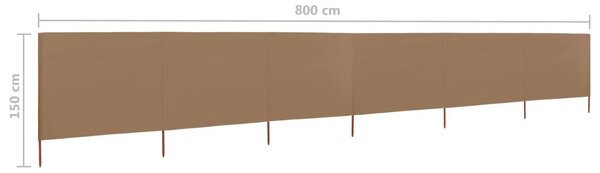 Tópszínű szövet 6-paneles szélfogó 800 x 120 cm