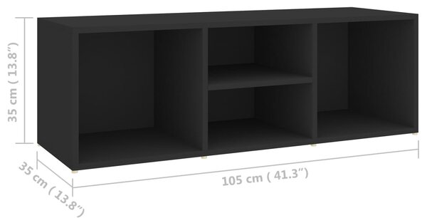 Fekete szerelt fa cipőtároló pad 105 x 35 x 35 cm