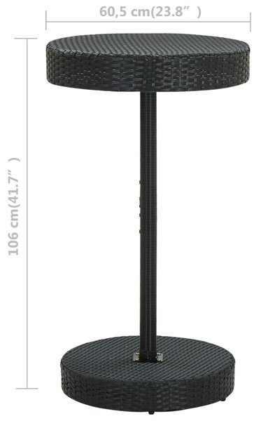 Fekete polyrattan kerti asztal 60,5 x 106 cm