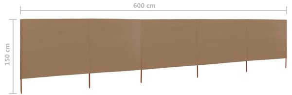 Tópszínű 5 paneles szövet szélfogó 600 x 120 cm