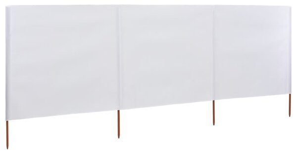 3 paneles homokfehér szövet szélfogó 400 x 80 cm