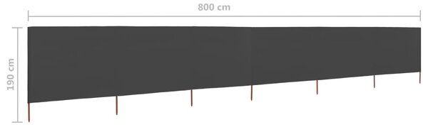 Antracitszürke szövet 6-paneles szélfogó 800 x 160 cm