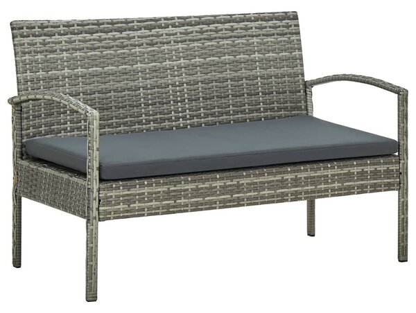 5 részes szürke polyrattan kerti bútorgarnitúra párnákkal