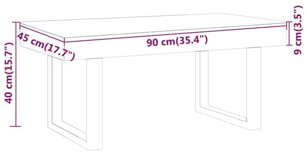 Világosbarna és fekete MDF és vas dohányzóasztal 90x45x40 cm