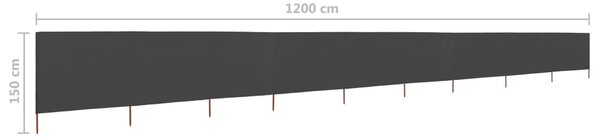 Antracitszürke szövet 9-paneles szélfogó 1200 x 120 cm