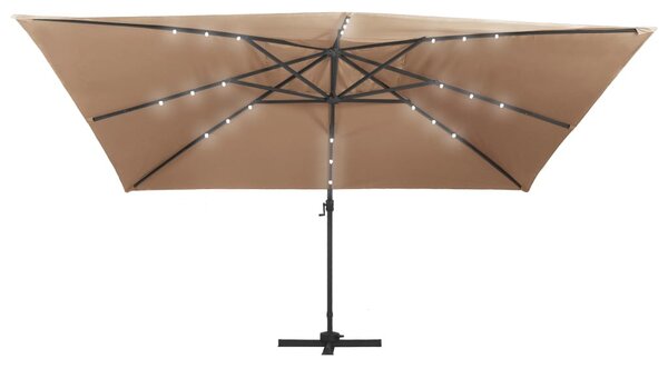 Tópszínű konzolos napernyő LED-del/alumínium rúddal 400x300 cm
