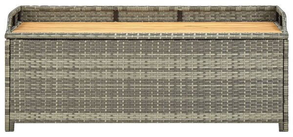 Szürke polyrattan kerti tárolópad 120 cm