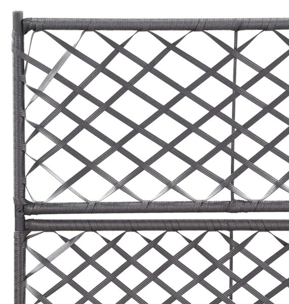Fekete rácsos polyrattan magaságyás 2 kaspóval 58 x 30 x 107 cm