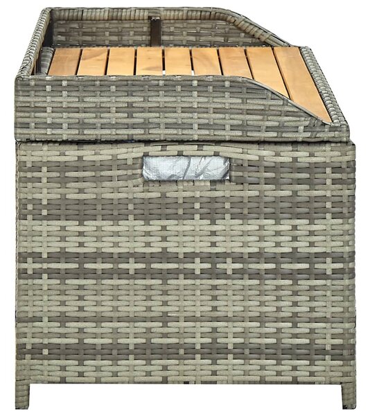 Szürke polyrattan kerti tárolópad 120 cm