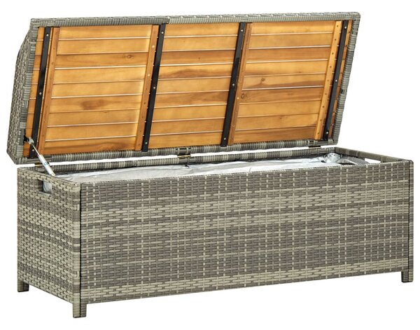 Szürke polyrattan kerti tárolópad 120 cm