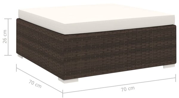 1 db barna polyrattan moduláris lábtartó párnával