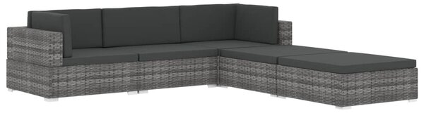 1 db fekete polyrattan moduláris sarokfotel párnákkal