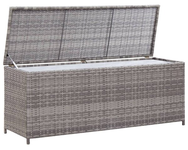 Szürke polyrattan kerti tárolóláda 120 x 50 x 60 cm