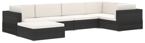 1 db fekete polyrattan moduláris lábtartó párnával
