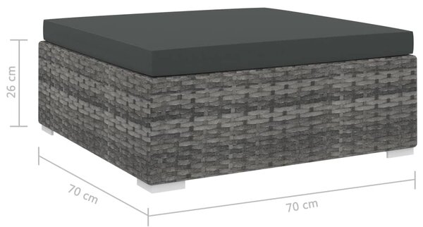1 db szürke polyrattan moduláris lábtartó párnával