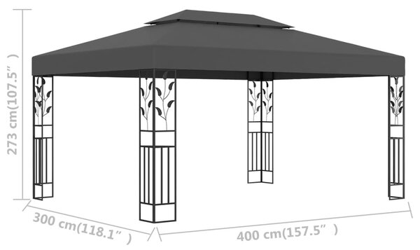 Antracitszürke dupla tetős pavilon 3 x 4 m