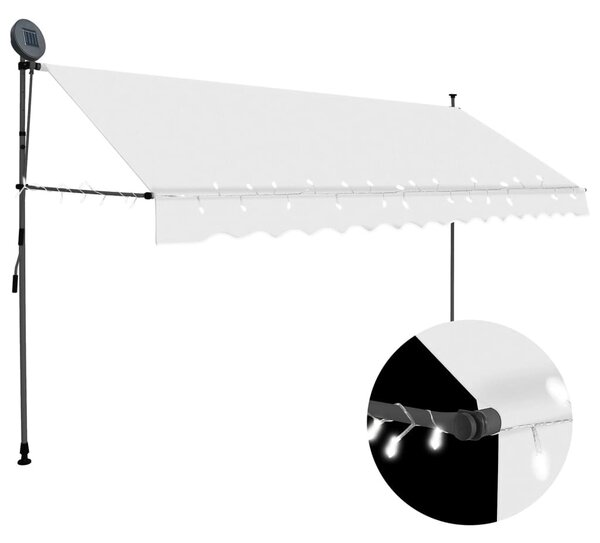 Krémszínű kézzel kihúzható LED-es napellenző 350 cm