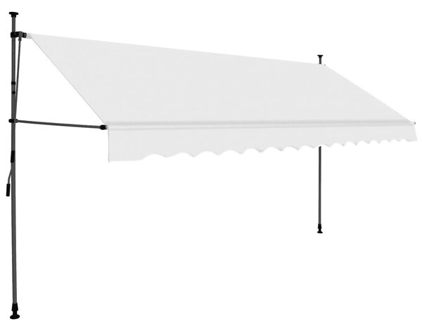 Krémszínű kézzel kihúzható LED-es napellenző 350 cm