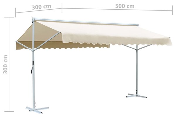 Krémszínű szabadon álló napellenző 500 x 300 cm