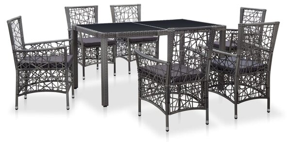7 részes szürke kültéri polyrattan étkezőgarnitúra