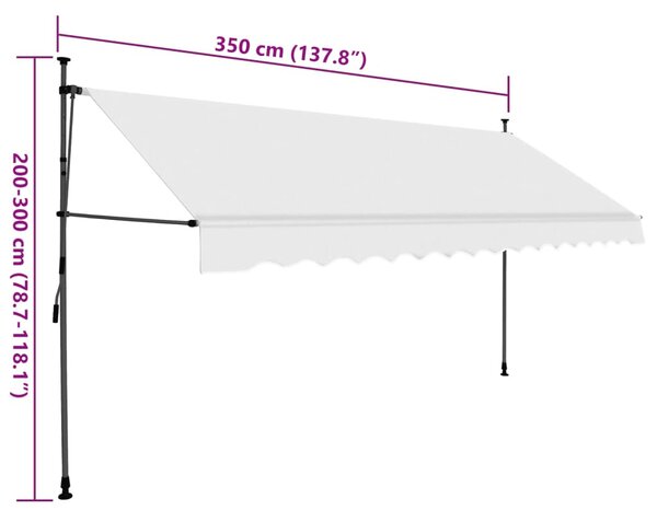 Krémszínű kézzel kihúzható LED-es napellenző 350 cm