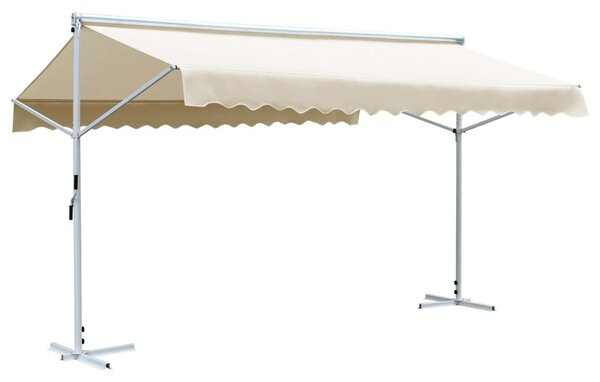 Krémszínű szabadon álló napellenző 500 x 300 cm