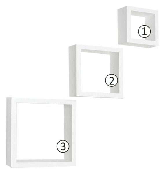 Polcok, 3 db, fehér, KVADRO New DR-WS-6103