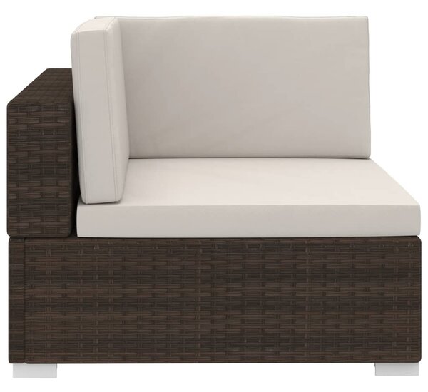 3 részes barna polyrattan kerti kanapészett párnákkal