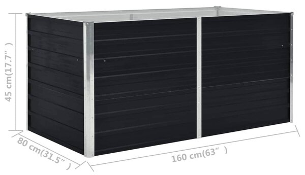 Antracitszürke horganyzott acél kerti magaságyás 160x80x45 cm