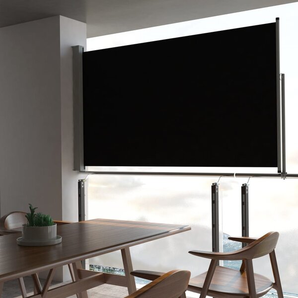 VidaXL fekete behúzható oldalsó terasz napellenző 140 x 300 cm