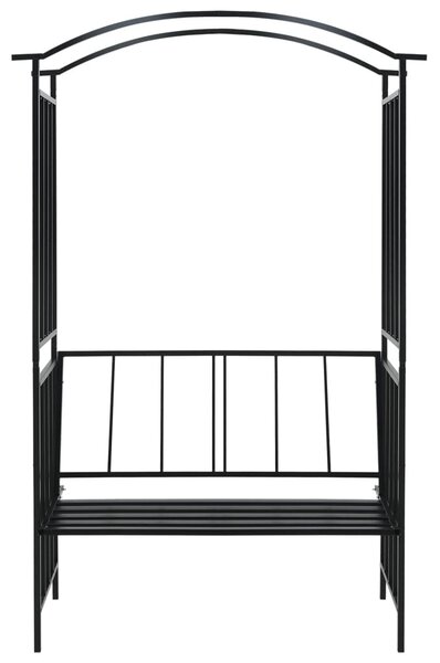Fekete vas kerti boltív paddal 128 x 50 x 207 cm
