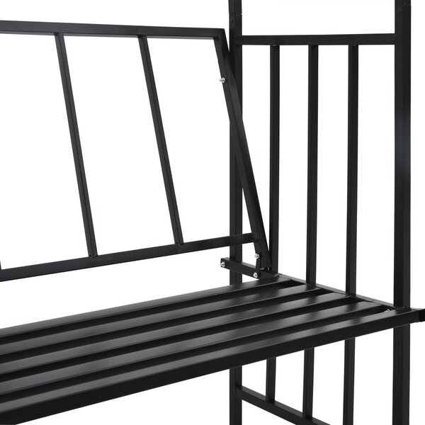 Fekete vas kerti boltív paddal 128 x 50 x 207 cm