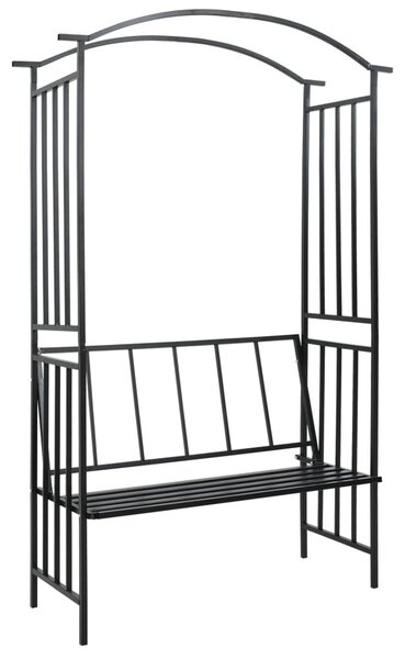 Fekete vas kerti boltív paddal 128 x 50 x 207 cm
