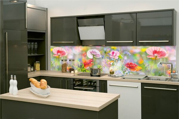 Konyhai fotótapéta - nyári színes rét 260 x 60 cm