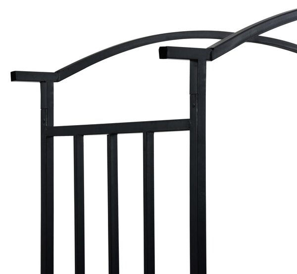 Fekete vas kerti boltív paddal 128 x 50 x 207 cm