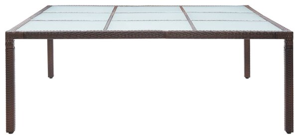 Barna polyrattan kerti étkezőasztal 200 x 200 x 74 cm