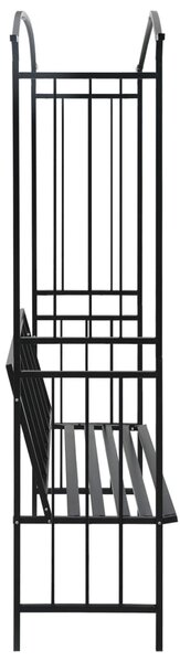 Fekete vas kerti boltív paddal 128 x 50 x 207 cm