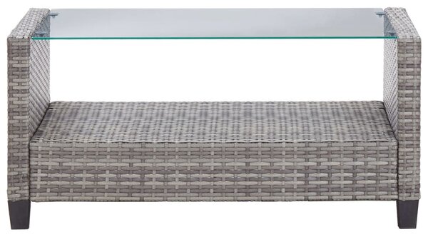 6 részes sötétszürke polyrattan kerti kanapészett párnákkal
