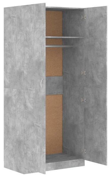 Betonszürke szerelt fa ruhásszekrény 90 x 52 x 200 cm