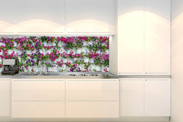 Konyhai fotótapéta - virágok dobozokban 180 x 60 cm