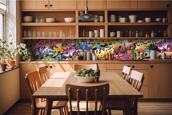 Konyhai fotótapéta - falfirkálás 420 x 60 cm