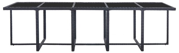 15 részes fekete polyrattan kültéri étkezőszett párnákkal