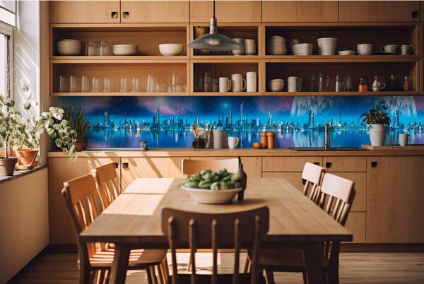 Konyhai fotótapéta - a jövő városa 420 x 60 cm