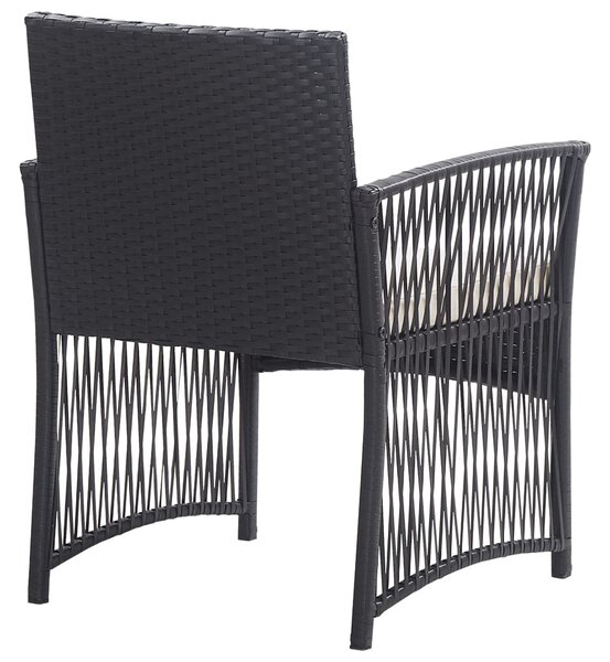 4-részes fekete kerti polyrattan bútorszett párnákkal