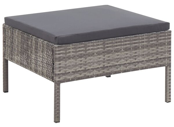 3-részes szürke polyrattan kerti ülőgarnitúra párnákkal