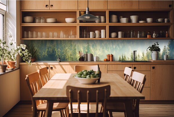Konyhai fotótapéta - köd az erdő felett 420 x 60 cm