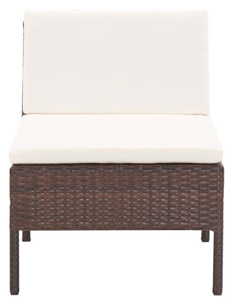 5 részes barna polyrattan kerti kanapészett párnákkal